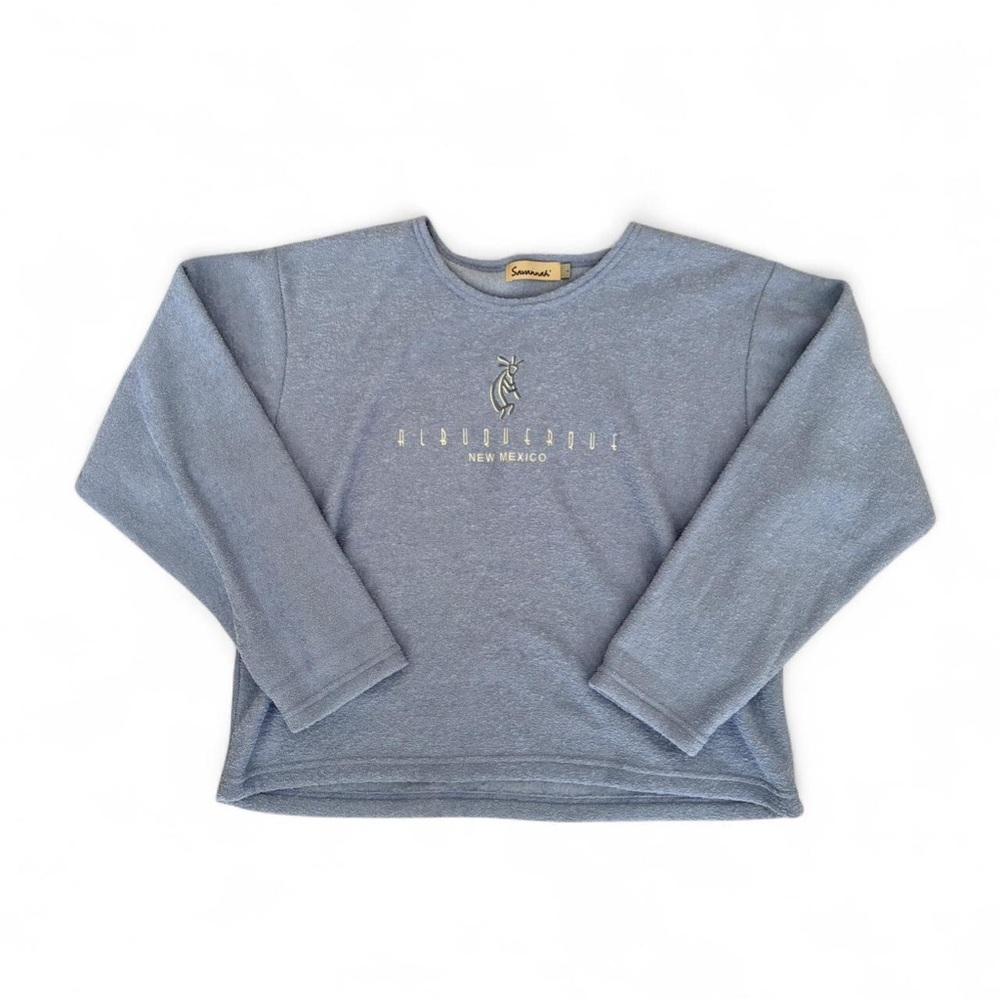 Vintage Albuquerque, New Mexico Blue Embroidered Crewneck Sweatshirt